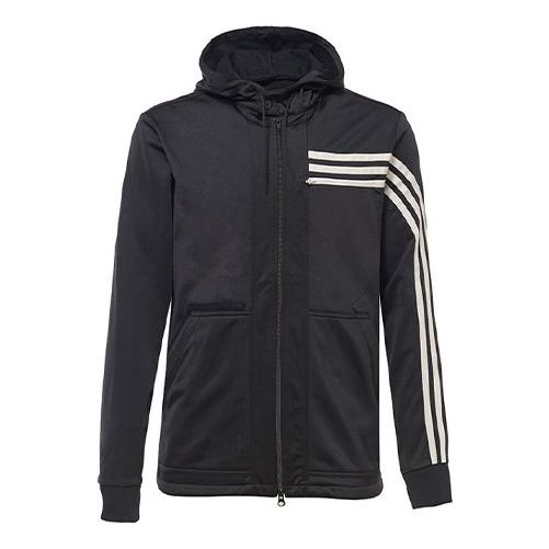 Men's Y-3 Three Stripe Sports hooded Long Sleeves Jacket Black FJ0465
