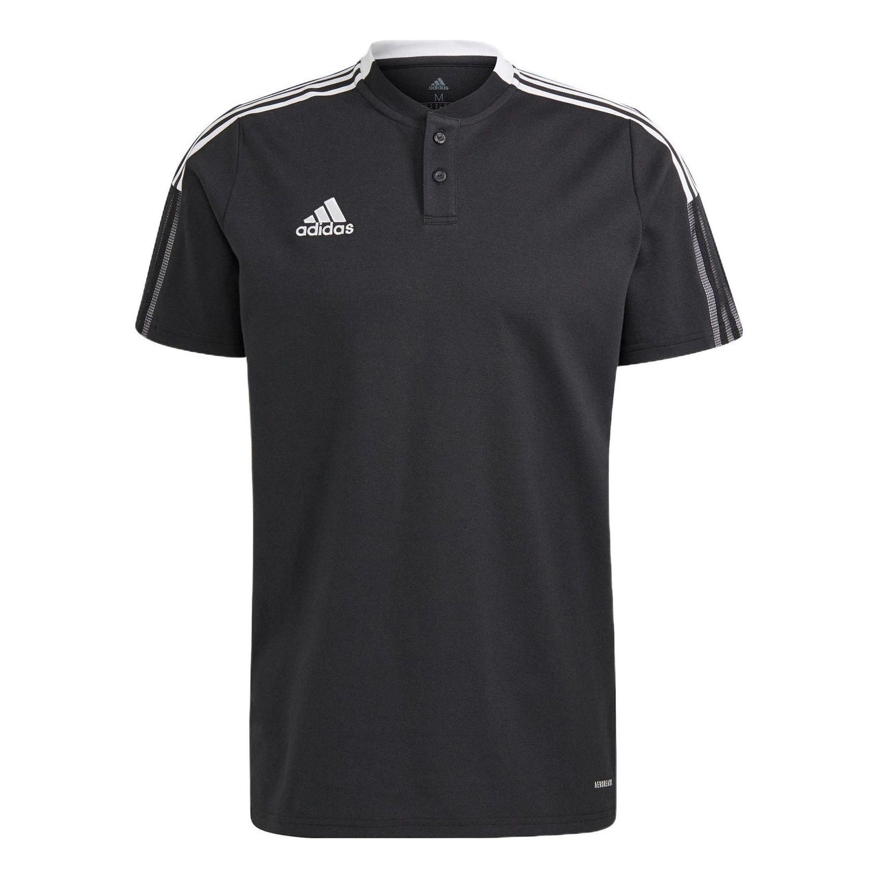 Men's adidas Logo Printing Pattern Stripe Lapel Short Sleeve Black Polo Shirt GM7367