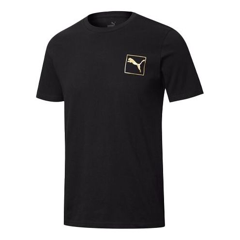 PUMA Bronzing Printing Round Neck Short Sleeve Black 587582-01