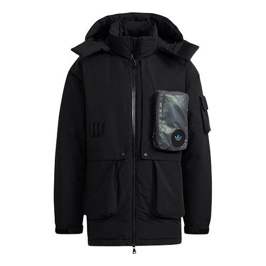 adidas originals Zipper Cardigan hooded Down Jacket Black H58058