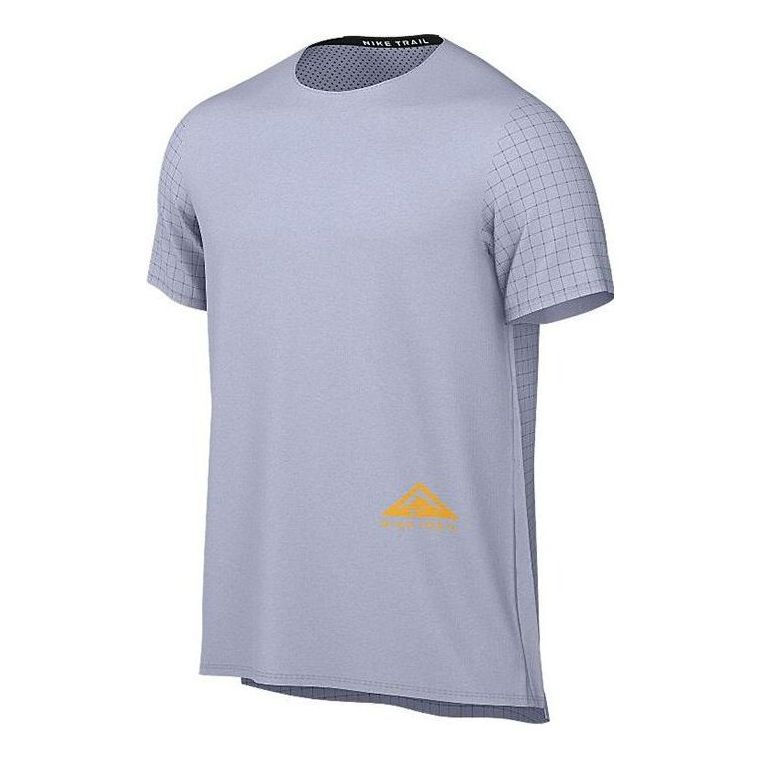 Men's Nike Solid Color Plaid Round Neck Pullover Breathable Short Sleeve Blue T-Shirt DN4483-057