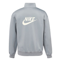 Men's Nike Back Alphabet Logo Printing Half Zipper Stand Collar Long Sleeves Jacket Milky Gray DQ4238-073