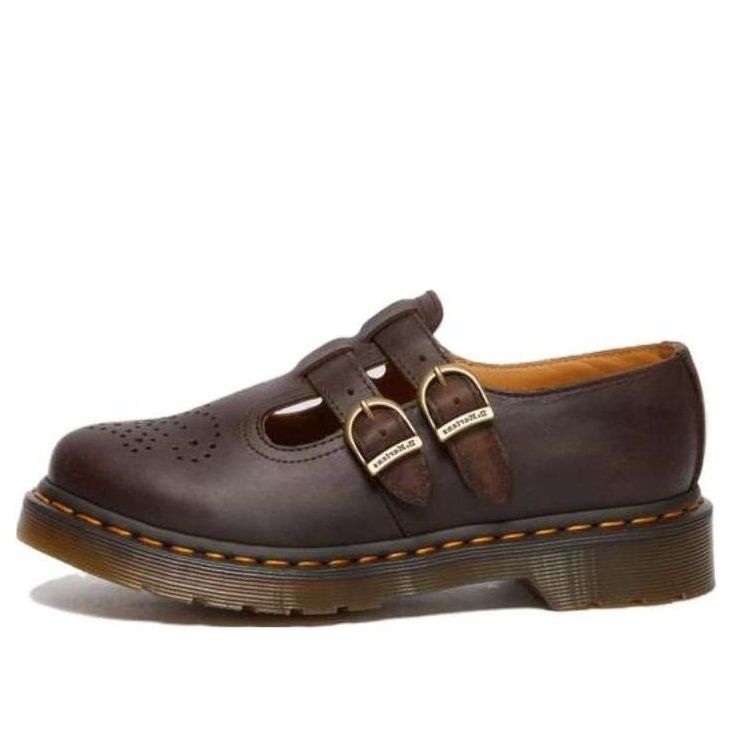 (WMNS) Dr. Martens 8065 Crazy Horse Leather Mary Jane Shoes 'Dark Brown' 30914201