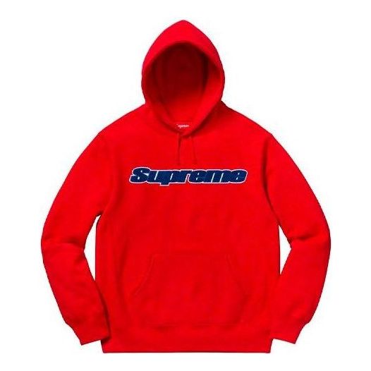 Supreme Chenille Hooded Sweatshirt 'Red Navy' SUP-SS19-024