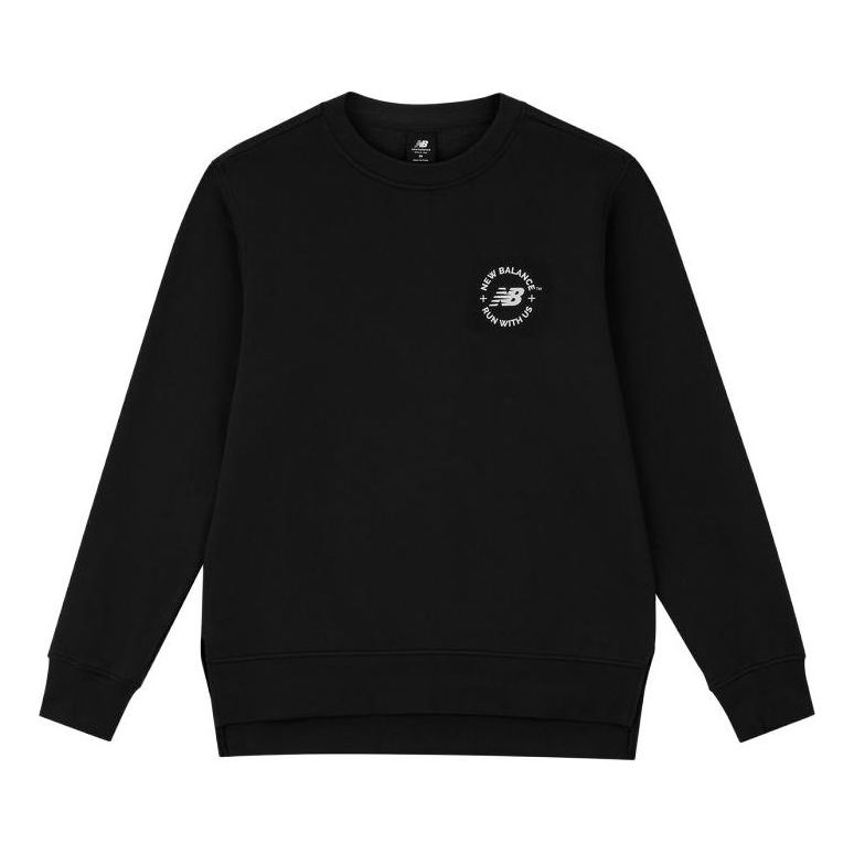 New Balance Logo Pullover Sweatshirt 'Black White' AMT33343-BK