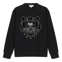 (WMNS) KENZO Tiger Head Pattern Velvet Embroidered Round Neck Long Sleeves Hoodie Black FA62SW8244XJ-99