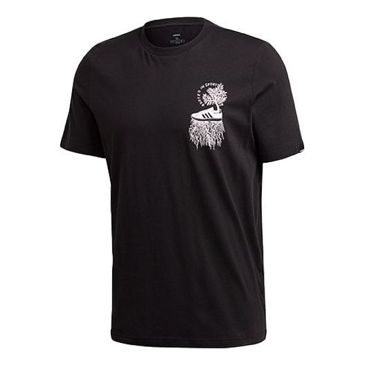 adidas M Ris T Sports Training Printing Logo Round Neck Short Sleeve Black GD5920