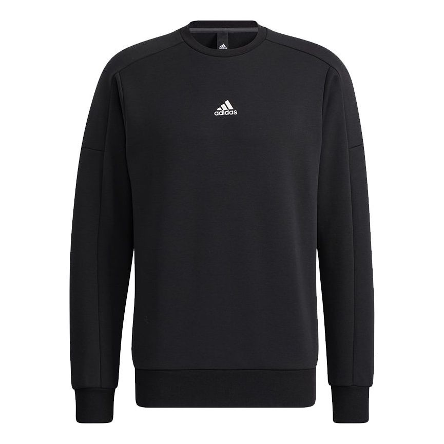 Men's adidas Crew Sweat Logo Printing Round Neck Pullover Black HD0349