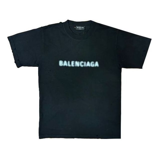 Balenciaga Blurred Logo T-Shirt 'Black Blue' 661705TKVD51070