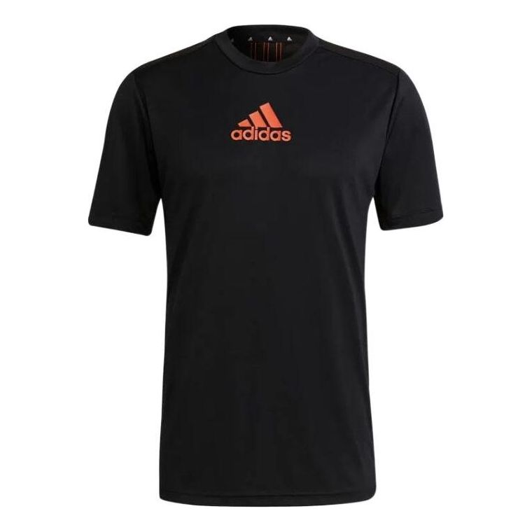 Men's adidas Solid Color Alphabet Logo Printing Pullover Sports Short Sleeve Black T-Shirt GM2145
