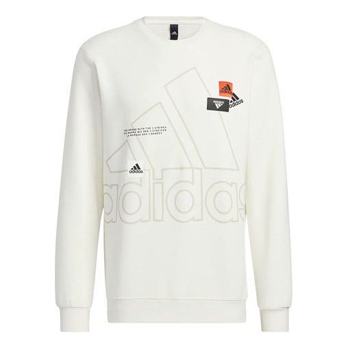 Men's adidas Mh Bp3 Crew Logo Athleisure Casual Sports Round Neck Autumn White HP1432