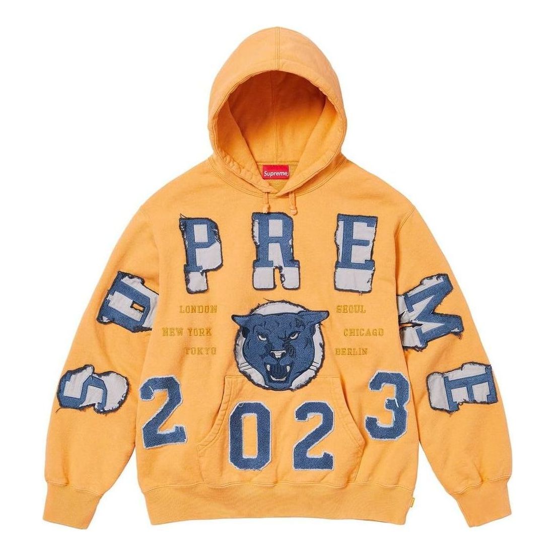 Supreme FW23 Week5 Washed Panther Hoodie 'Orange' SUP-FW23-098