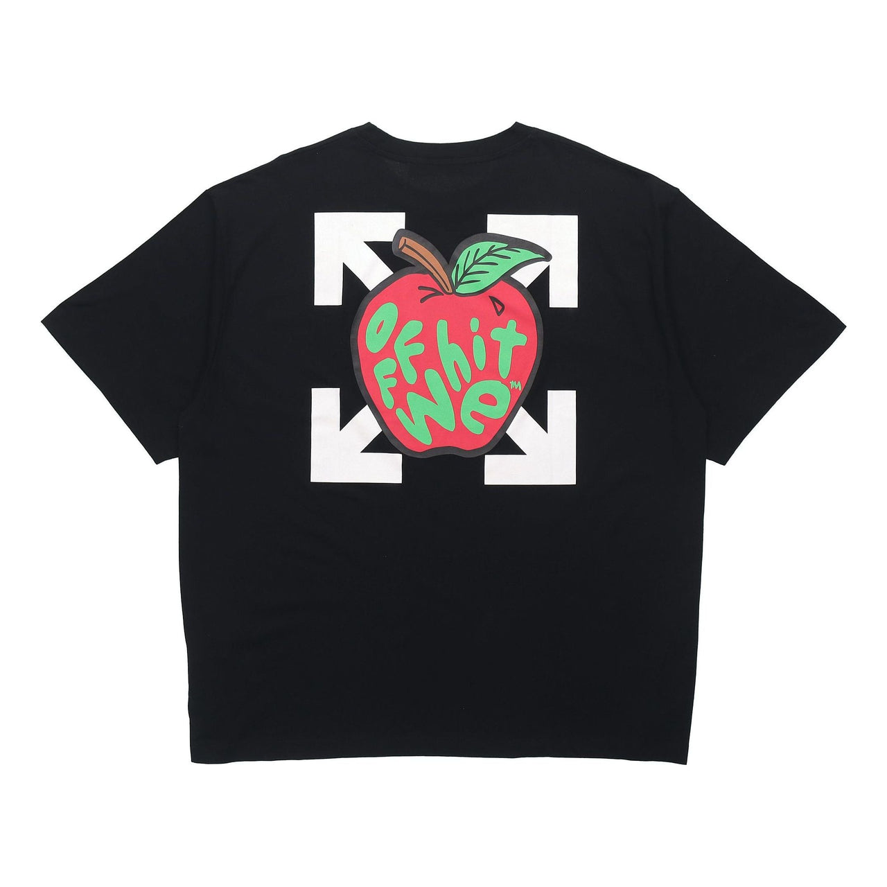 Off-White Apple Printing Arrow Short Sleeve Loose Fit Black OMAA038S21JER0151025