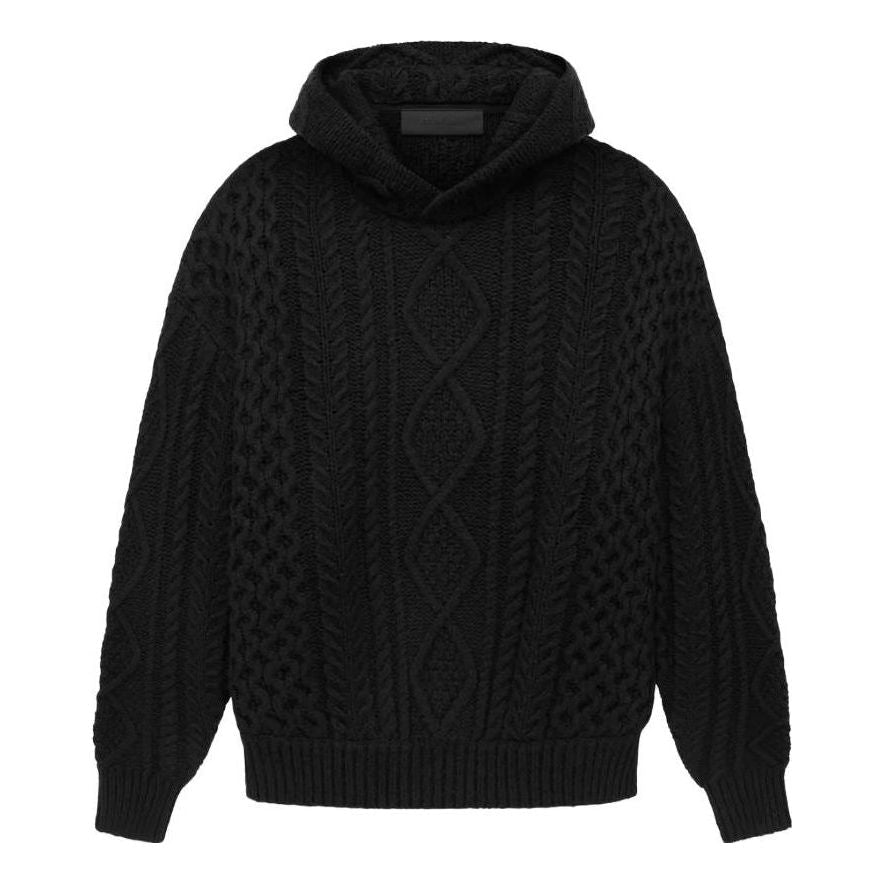 Fear of God Essentials SS23 Cable Knit Hoodie 'Jet Black' 192SP234390F