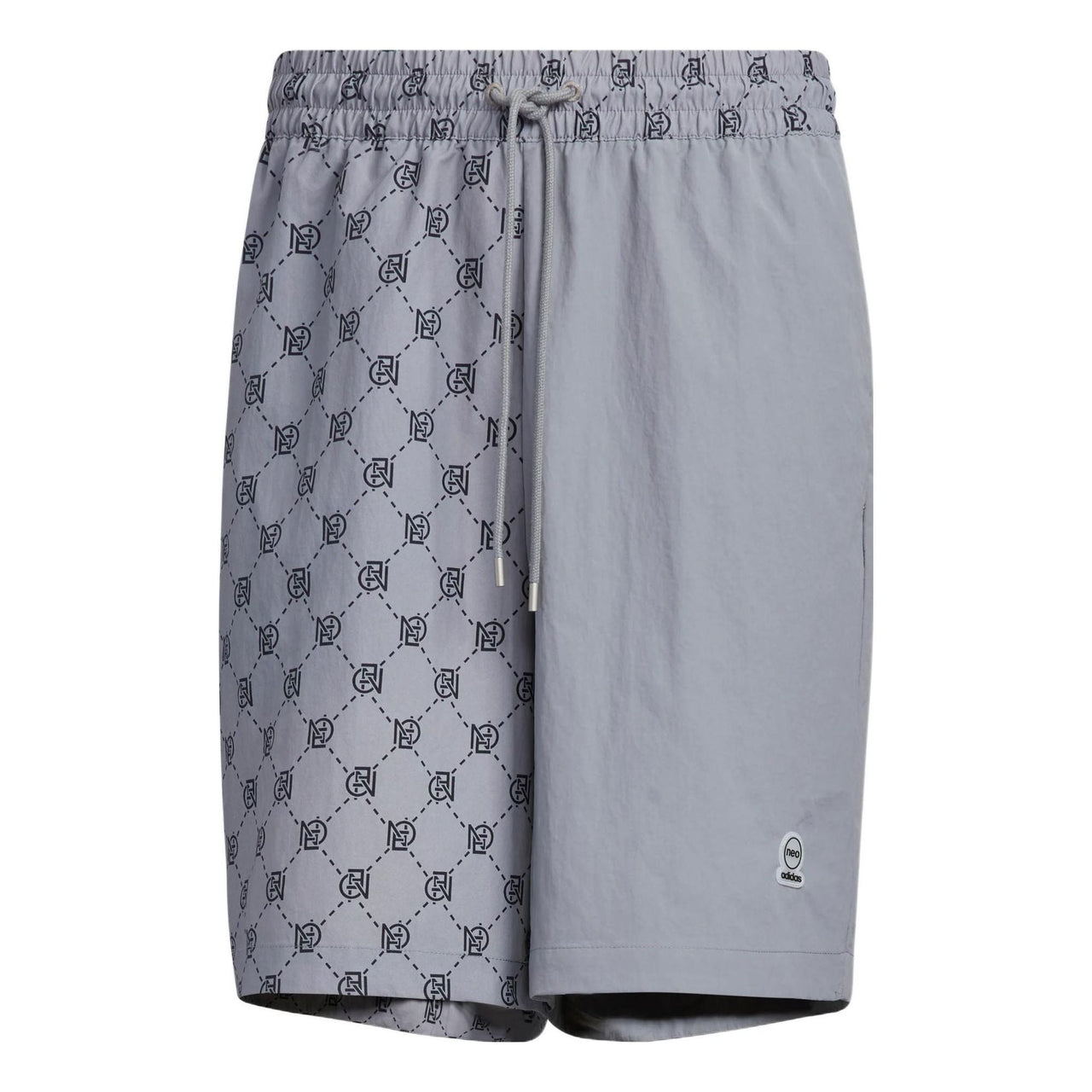 Men's adidas neo Pattern Printing Lacing Casual Sports Shorts Gray IB5847