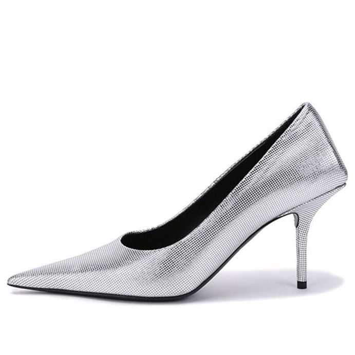 (WMNS) Balenciaga Embossed Square Knife Pumps 'Silver' 572879WBB208100
