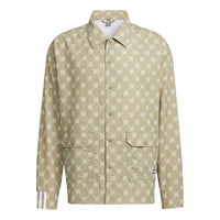 Men's adidas neo Full Print Lapel Jacket Autumn Brown HM2039