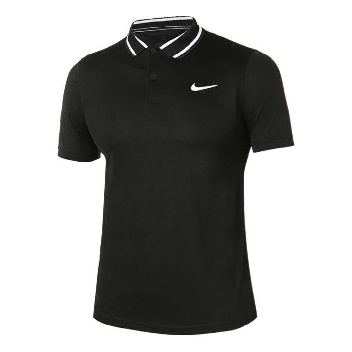 Nike Casual Sports Logo Pattern Printing Short Sleeve Polo Shirt Black CW6848-010