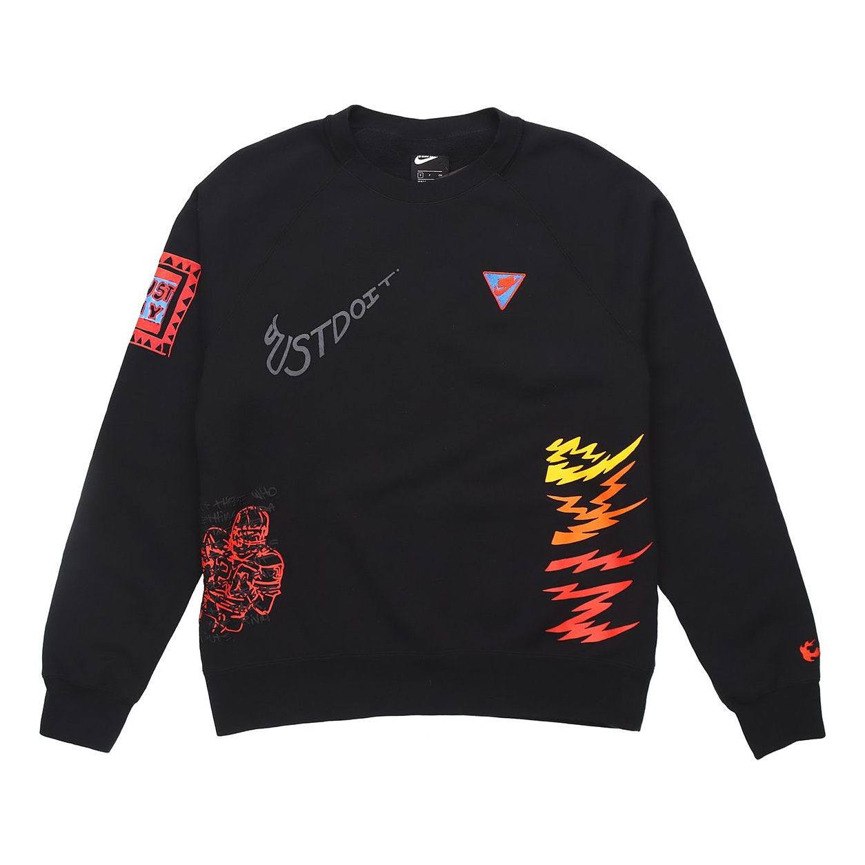 Nike Sportswear NSW 3M Reflective Graffiti Printing Round Neck Pullover Black CJ5056-010