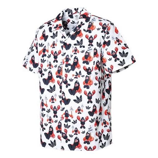 adidas originals Dragon Printing Casual Sports Short Sleeve Shirt White HA4702