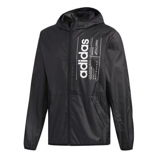 adidas neo Alphabet Printing Training Sports Hooded Jacket Black FL0173