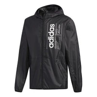 adidas neo Alphabet Printing Training Sports Hooded Jacket Black FL0173