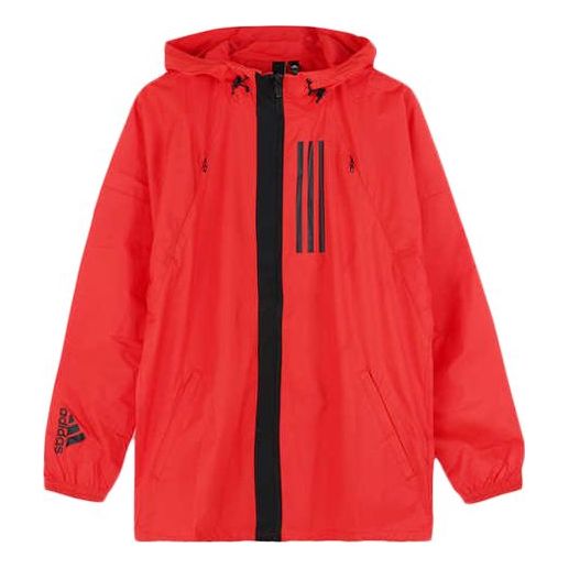 adidas W.N.D. JKT Casual Sports hooded Woven Jacket Pink Red Fluorescence DZ0051