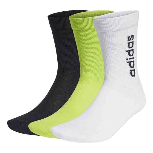 adidas neo Sports Outdoor High Top Mid Tops Socks Couple Style 3 Pairs 'Black Green White' GE1377