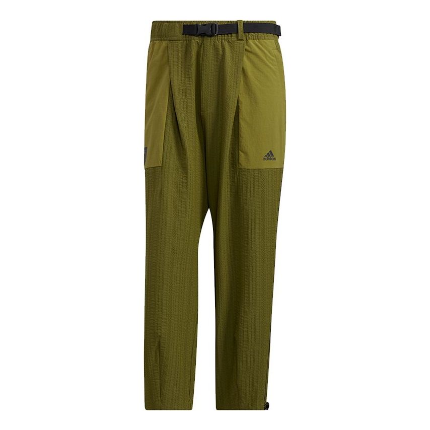Men's adidas Wj Wv Wide Pnt Martial Arts Series Adjustable Belt Sports Pants/Trousers/Joggers Olive H39258