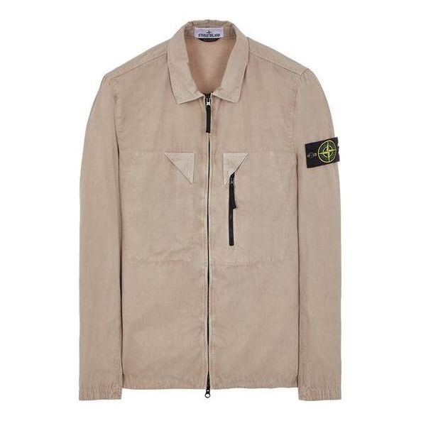 STONE ISLAND Brushed Cotton Canvas Zip Shirt Jacket 'Dove Grey' 7815106WN-V0192