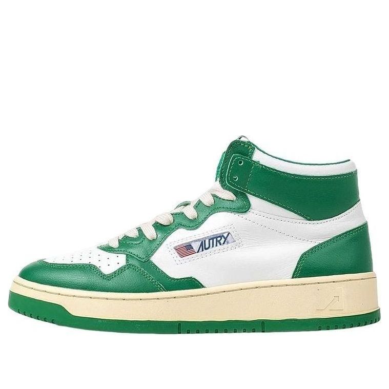 Autry Medalist high-top Sneakers 'White Green' AUMM-WB03