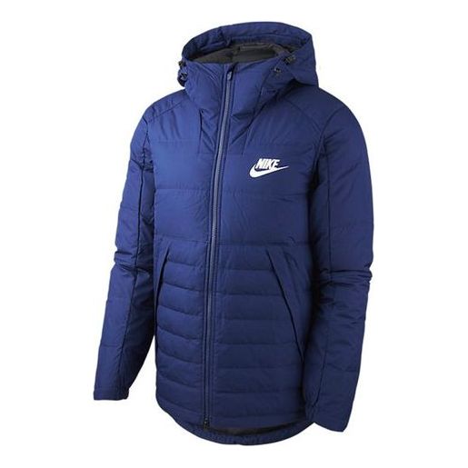 Nike Outdoor Windproof Stay Warm Casual hooded down Jacket Navy Blue Dark blue AJ7947-429