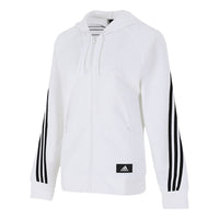 (WMNS) adidas FIeece 3-Stripe REG Knit Jacket 'White Black' H57293