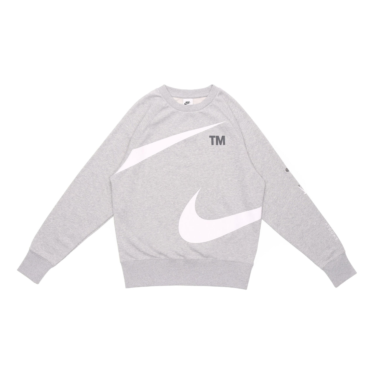 Men's Nike Swoosh Ft Crew Large Logo Printing Knit Round Neck Pullover Autumn Gray DD6097-063