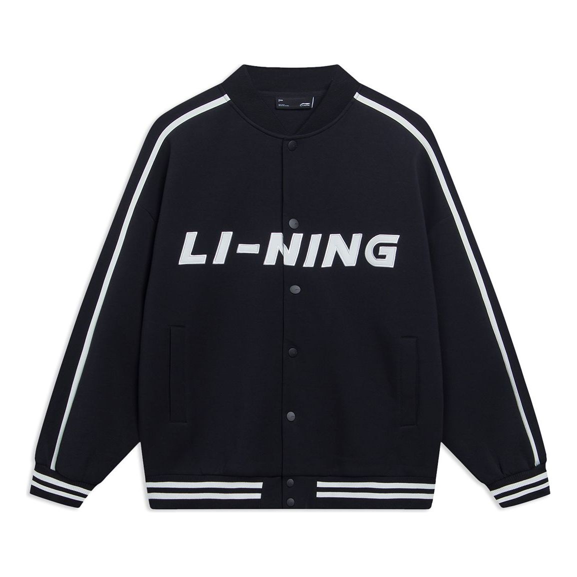 Li-Ning Striped Graphic Baseball Jacket 'Black White' AWDT545-2