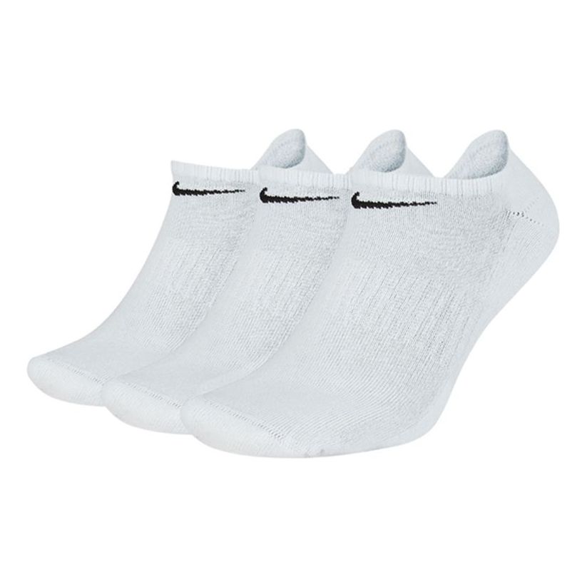 Nike Solid Color Logo Casual Sports Socks Couple Style 3 Pairs White SX7673-100
