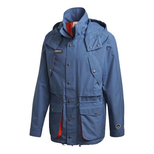 adidas originals Solid Color Athleisure Casual Sports Hooded Jacket Blue FR9280