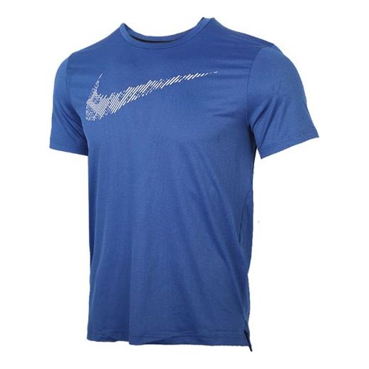 Nike Dri-Fit Printing Training Tops Short Sleeve Royal blue CJ4634-451