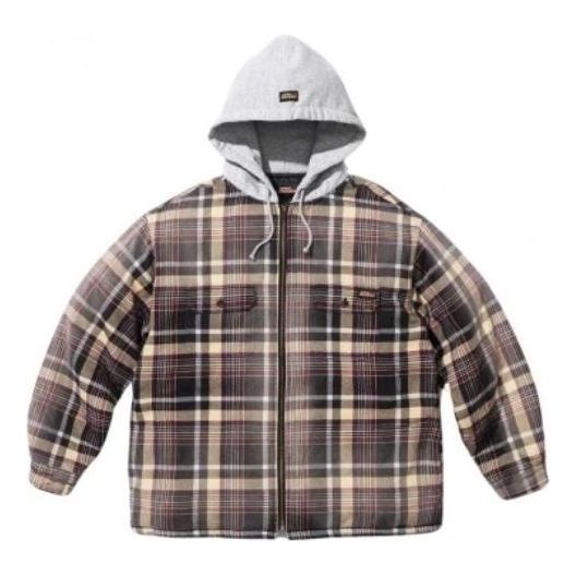 Supreme x Dickies FW23 Week9 Plaid Hooded Zip Up Shirt 'Brown' SUP-FW23-159