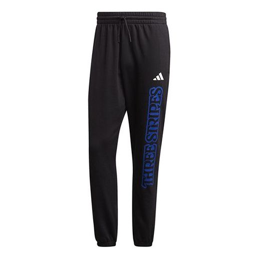 adidas 3-Stripes Graphic logo Printing Casual Bundle Feet Sports Pants Black FR6603