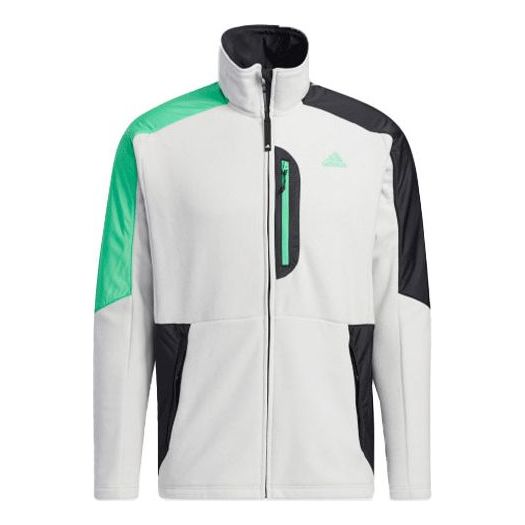 Men's adidas Snw Mid Fleece Logo Printing Contrasting Colors Sports Jacket White H13808