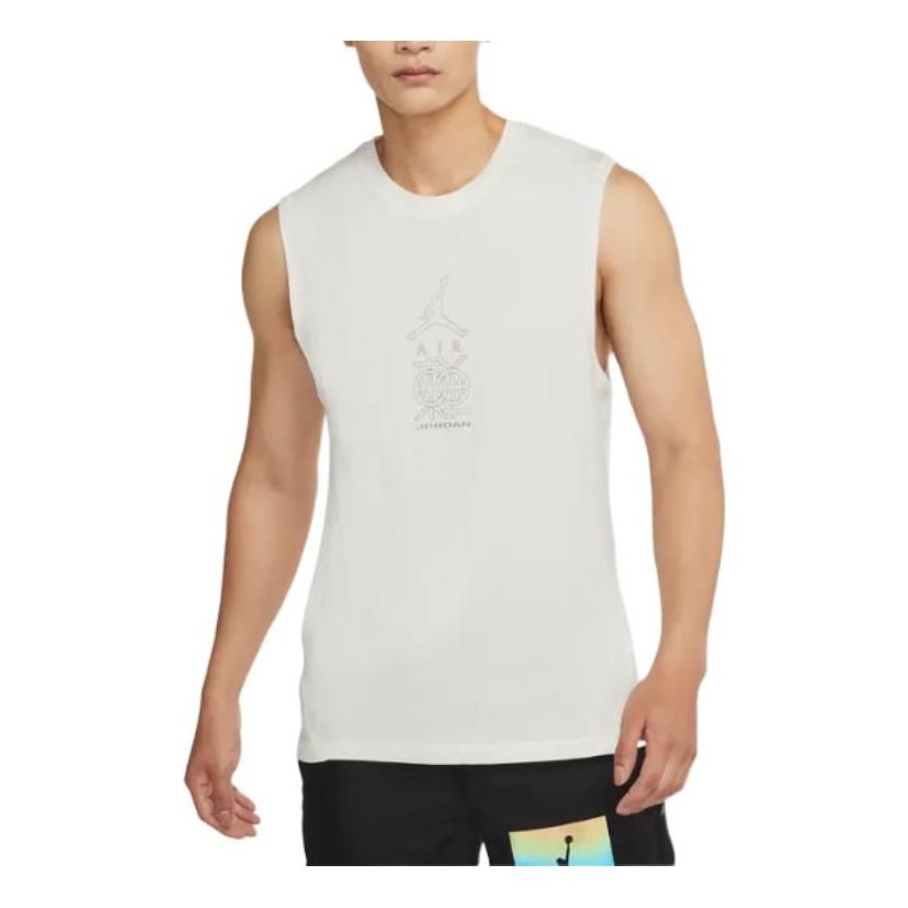 Air Jordan Dongdan Logo Printing Sleeveless Training White Vest DV6277-133