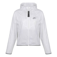 (WMNS) Nike Sportswear Windrunner Sports Splice Zipper With Cap Waterproof Jacket White BV3940-100