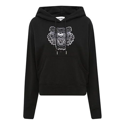 (WMNS) KENZO SS21 Tiger Head Embroidered Long Sleeves Hoodie Black FB52SW7824XG-99