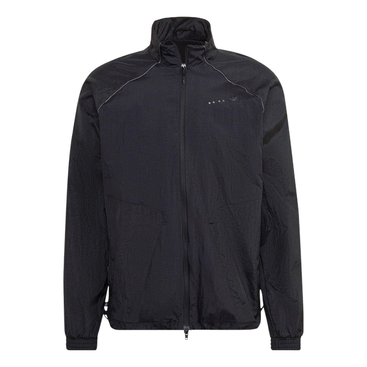Men's adidas originals Mtrlmix Trcktt Solid Color Logo Embroidered Stand Collar Sports Jacket Black HK2730