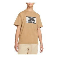 Men's Nike Pattern Printing Round Neck Pullover Short Sleeve Khaki T-Shirt DR5758-258