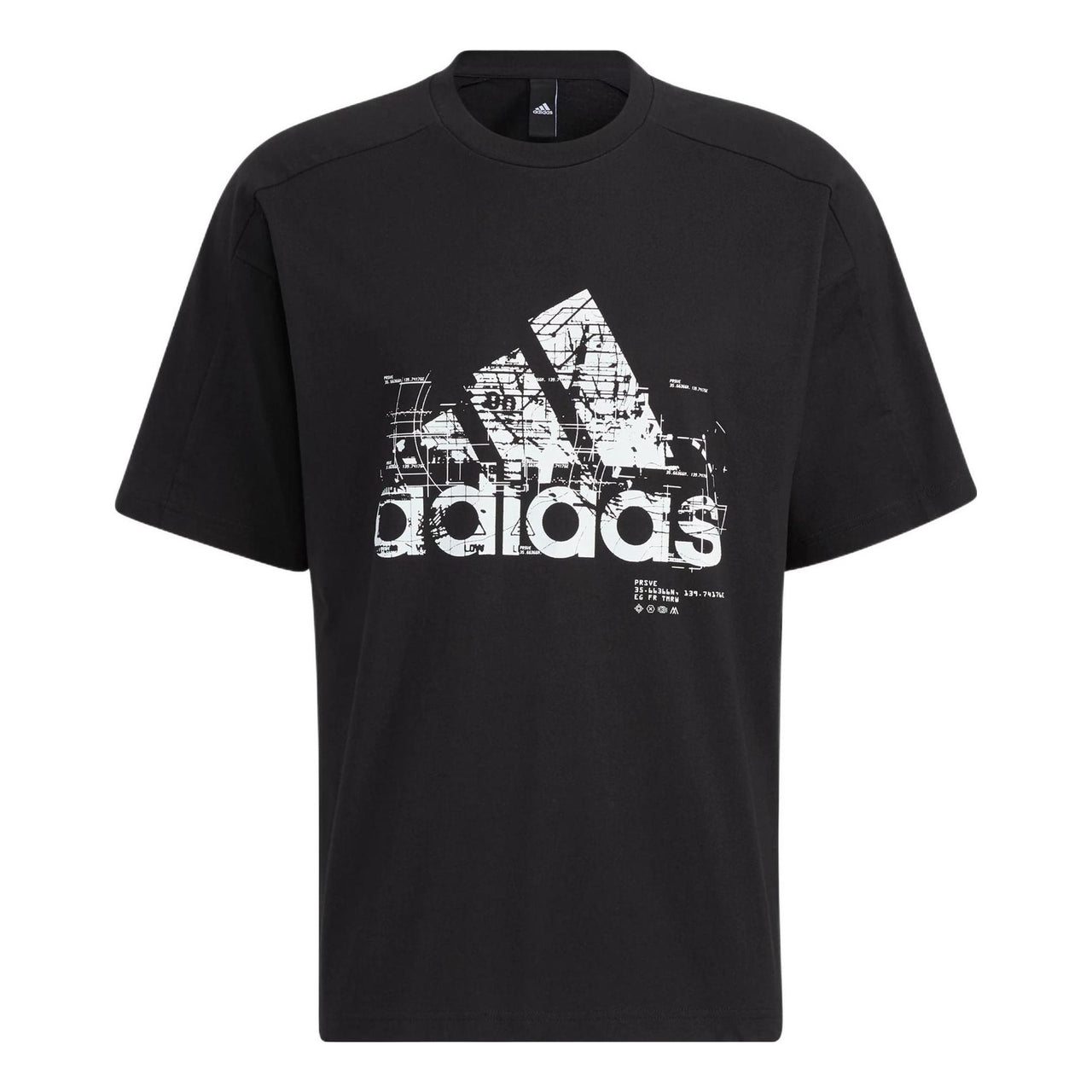Men's adidas Line Large Logo Printing Round Neck Short Sleeve Black T-Shirt HD0066