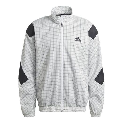 adidas Plaid Pattern Loose Zipper Jacket White GL5689