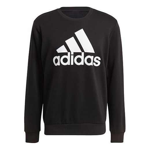 adidas M Bl Ft Swt Logo Printing Sports Round Neck Pullover Black GK9076