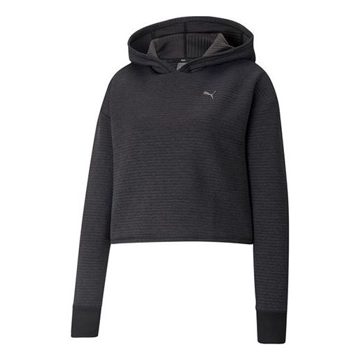 (WMNS) PUMA STUDIO Textured Training Skimmer Hoodie 'Black' 520993-01